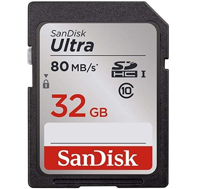 SanDisk Ultra 32GB Class 10 SDHC UHS-I Memory Card up to 80MB/s (SDSDUNC-032G-GN6IN) - Grey