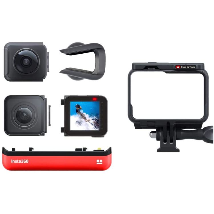 Insta360 كاميرا أكشن ون ار مزدوج (عدسة مزدوجة 360 + زاوية عريضة 4ك) مع عصا سيلفي غير مرئية والتحكم الصوتي ، وكاميرا الحركة الرياضية المضادة للاهتزاز ، صورة HDR + فيديو ، مقاومة للماء حتى 5 متر ، استقرار التدفق ، الإطار التلقائي ، مفرط - أسود
