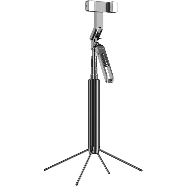 عصا سيلفي بورودو 185 سم قابلة للتمديد مع مصابيح مزدوجة قابلة للفصل، حامل ثلاثي القوائم بأربعة أرجل وجهاز تحكم عن بعد - أسود