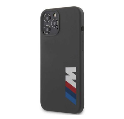 جراب CG Mobile BMW M Collection سائل من السيليكون مطبوع عليه شعار كبير متوافق مع iPhone 12 Pro Max (6.7 بوصة) - رمادي