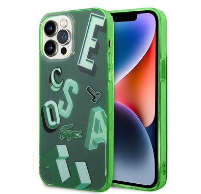Lacoste Hard Case IML Double Layer & Dyed Bumper Lettrines Compatible with iPhone 14 Pro Max - Green