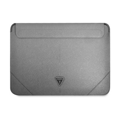CG Mobile Guess GUCS16PSATLG Saffiano Computer Sleeve with Metal Triangle Logo 16" Protection Bag for or Macbook / Laptop up to 16 inches - Silver