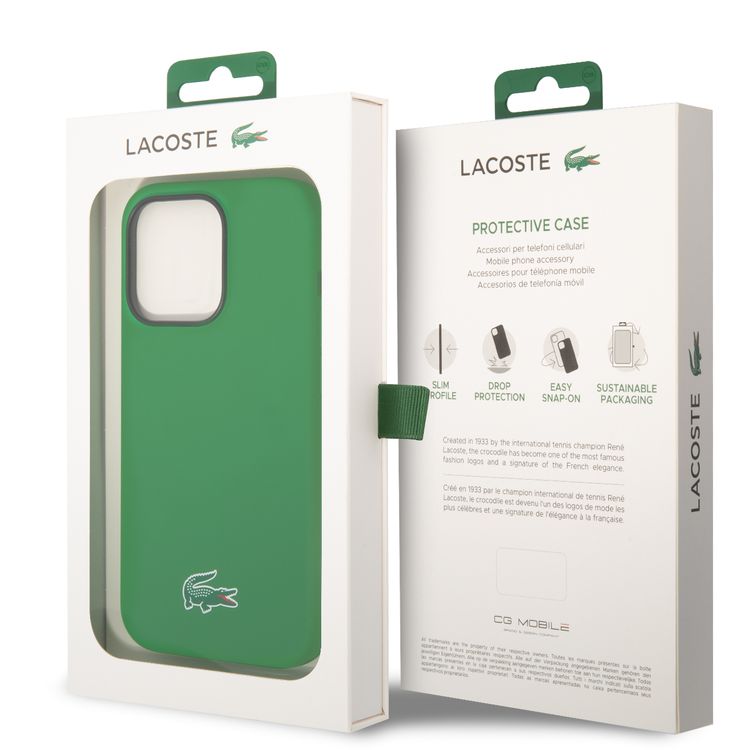 Lacoste iPhone 15 Pro For HC Magsafe Silicone Croc Logo - Green