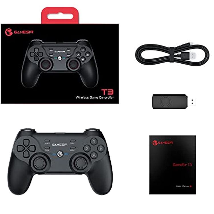 GameSir T3s Wireless Gaming Controller with Battery Up to 25 Hours 600mAh, Wide Compatibility, Bluetooth 5.0  - Black