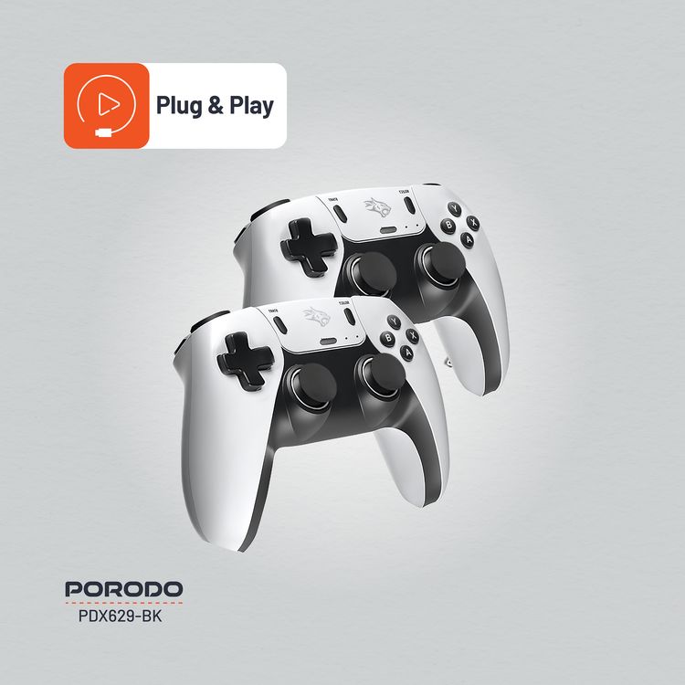 Porodo Gaming 4K Projector with Auto Keystone and Gamepad Controller, Android 11.0 Operating System, Wi-Fi 2.4/5 GHz and BT 5.0 Connectivity, English + 23 Languages - Black