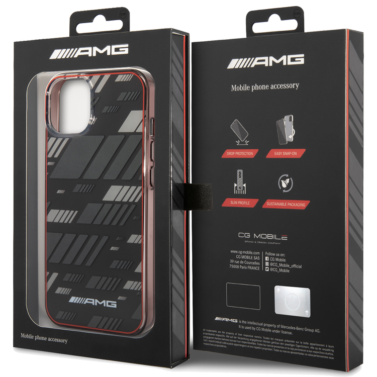 AMG Transparent Double Layer Case Expressive Graphic Design iPhone 14 Plus Compatibility - Black