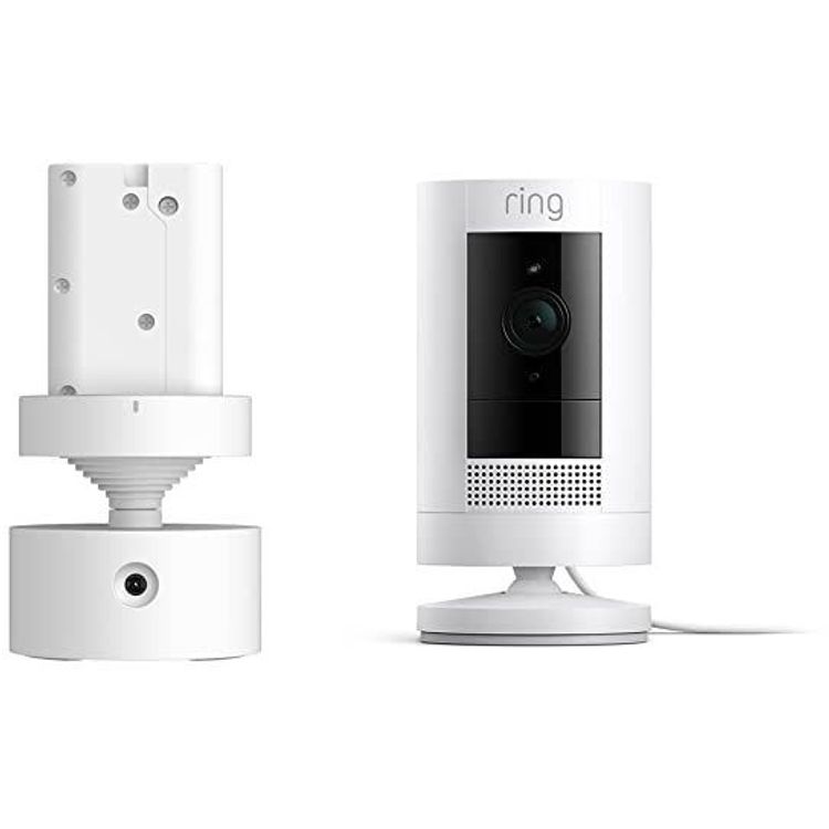 حلقة توصيل الكاميرا الداخلية/الخارجية + حامل قابل للإمالة للكاميرا اللاصقة | أبيض