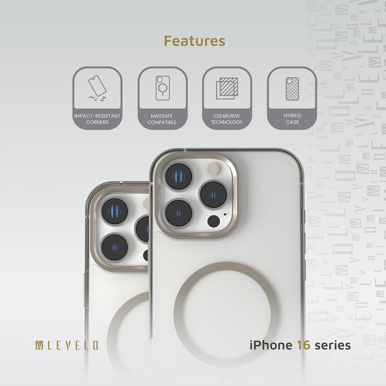 Levelo Claire Magsafe Case with Aluminum Bumper Case for iPhone 16 Pro , Hybrid Case, MagSafe Compatibility - Titanium