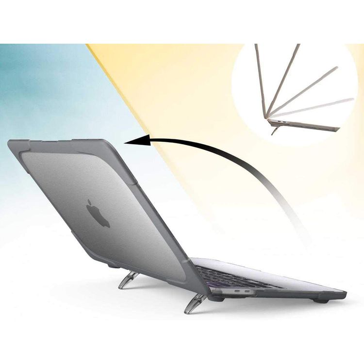 Green Lion Armor Shell Shockproof Case, Heavy Duty Hard Shell Protective Cover with Fold Kickstand Compatible for MacBook Pro 16" ( 2019 ) Easy Access to All Ports, 360° Full Protection - Gray