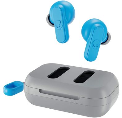 Skullcandy Dime True Wireless Earbuds with Microphone,12-hours Battery Life, IPX4 Sweat & Water Resistant, Secure Noise Isolating Fit, Auto Connect Buds  - Gray/Blue
