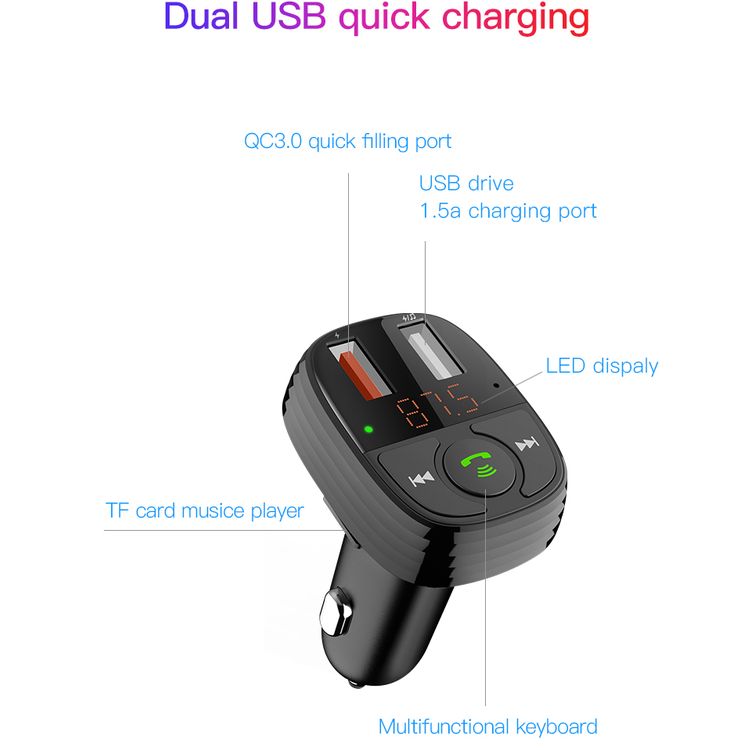 ديفيا سمارت سيريز شاحن سيارة ناقل حركة إف إم 18 وات - أسود