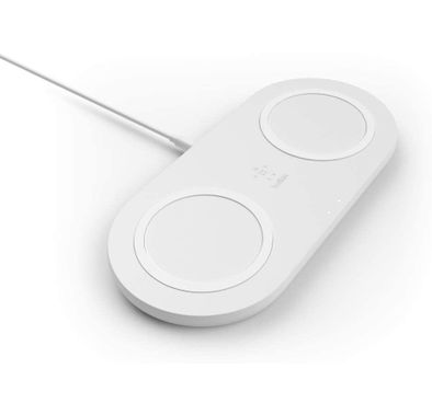 وسادة شحن لاسلكية مزدوجة من بلكين 10 وات ، جراب خفيف الوزن ، معتمد من Qi ، مقبض مانع للانزلاق ، مؤشر ضوء ليد ، وسادة شحن متوافقة مع ايفون 12/12 برو ، 12 بروماكس ، 11/11 برو ، 11 بروماكس ، سامسونج جالاكسي S20 ، S20 بلاس ، S20 الترا و واكثر- أبيض