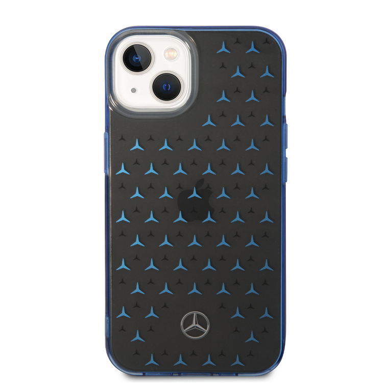 Mercedes-Benz Double Layer PC/TPU Case with Large Star Pattern iPhone 14 Compatibility - Black / Blue