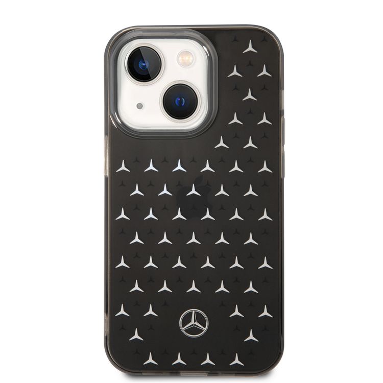 Mercedes-Benz Double Layer PC/TPU Case with Large Star Pattern iPhone 14 Compatibility - Black / Silver