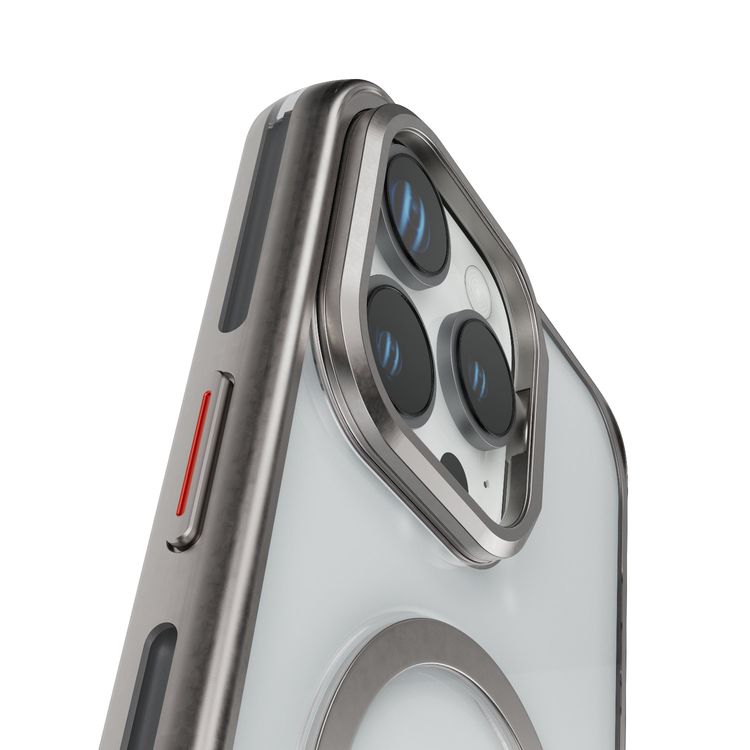 كفر حماية Levelo Elio PC مع حامل حلقي للكاميرا لهاتف iPhone 16 Pro Max، حامل مدمج، متوافق مع MagSafe - تيتانيوم
