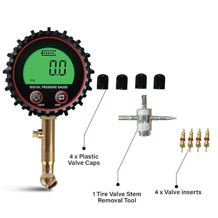 RoadPower Digital Tire Pressure Gauge, 200 PSI, 4 Settings for Car-Truck-Motorcycle-Bicycle, Backlit LCD, Non-Slip Grip