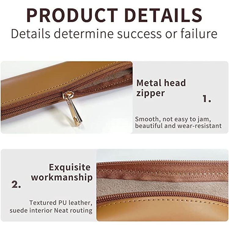 اها ستايل حقيبة تخزين جلد PU لقلم قلم ابل  1 & 2 - بني