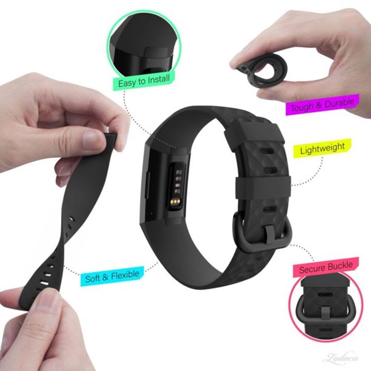 Fitbit Classic Band for Charge 3 or 4 - Black(Large)