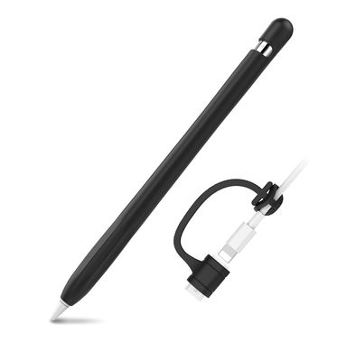 غطاء حماية من السيليكون الفاخر المضاد للانزلاق من Ahastyle متوافق مع قلم Apple Pencil - كفر خفيف الوزن من السيليكون مقاوم للخدش والأوساخ - أسود