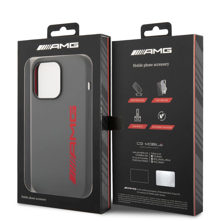AMG Liquid Silicone Case with Colorful AMG Logo Bumper ProtectioniPhone 14 Pro Compatibility - Red