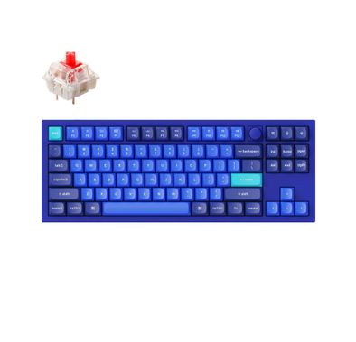 Keychron Q3 QMK لوحة مفاتيح Gateron G-Pro مخصصة قابلة للتبديل مع RGB ومقبض ومفتاح أحمر - أزرق داكن - البحريه الزرقاء