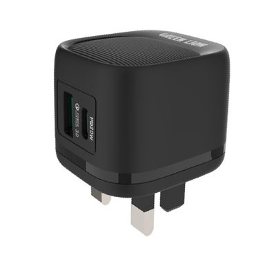 Green Lion PD 20W + QC Wall Charger With Type-C To Type-C Cable  - Black