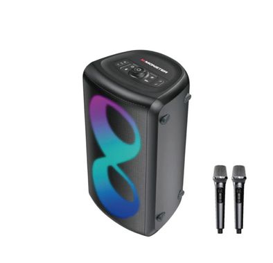 Monster Cycle Speaker with 2 Mics, Bluetooth Version 5.3, IPX4 Water Resistant, Up to 4 Hours Working Time, RGB Color Lighting Effects - Black