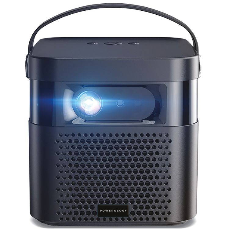 بروجكتور باورولوجي محمول بدقة 4K، بطارية ليثيوم مدمجة بسعة 15600 مللي أمبير، لاسلكي، دقة 960 × 540 بكسل، 4K HDMI فائق الوضوح، 400 لومن ANSI - أسود