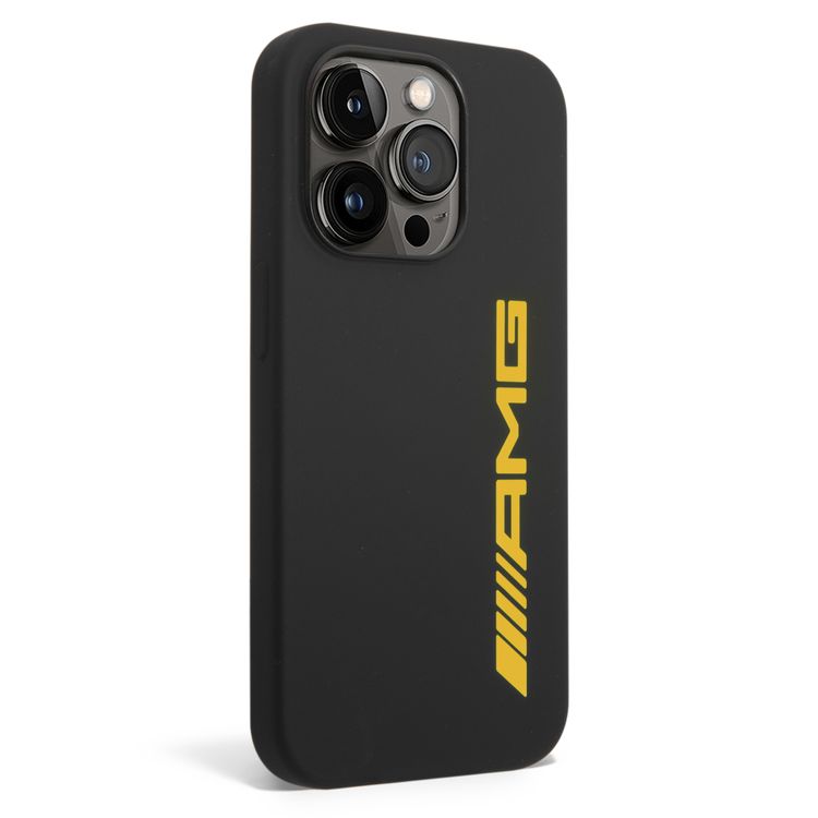 AMG Liquid Silicone Case with Colorful AMG Logo Bumper ProtectioniPhone 14 Pro Compatibility - Yellow