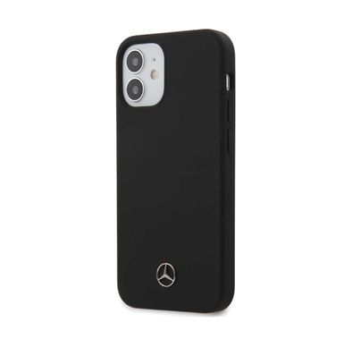 CG Mobile Mercedes-Benz Liquid Silicone Case with Microfiber Lining Compatible for iPhone 12 Mini (5.4") - Black