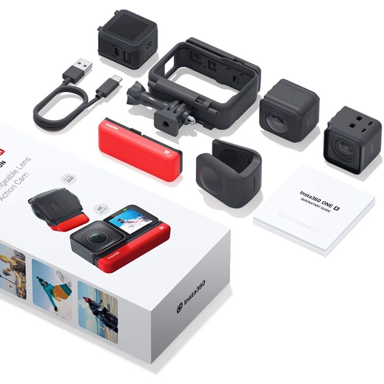 Insta360 كاميرا أكشن ون ار مزدوج (عدسة مزدوجة 360 + زاوية عريضة 4ك) مع عصا سيلفي غير مرئية والتحكم الصوتي ، وكاميرا الحركة الرياضية المضادة للاهتزاز ، صورة HDR + فيديو ، مقاومة للماء حتى 5 متر ، استقرار التدفق ، الإطار التلقائي ، مفرط - أسود