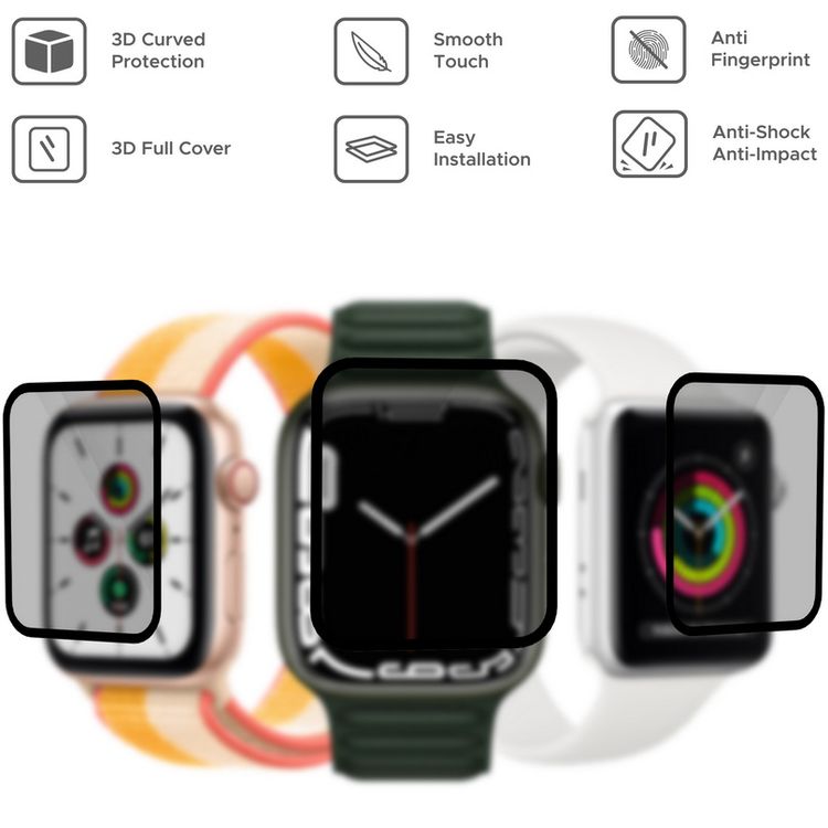 واقي شاشة كامل ثلاثي الابعاد من Liberty Guard  لساعة Apple Watch (42 مم)،مصنوع من مادة PET الناعمة و مضاد للصدمات والتأثير – شفاف