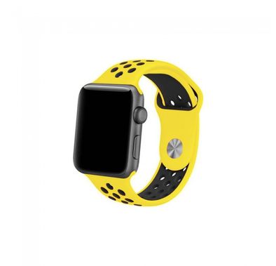 iGuard by Porodo Nike Watch Band for Smart Watch, Fit & Comfortable Replacement Wrist Band, Adjustable Straps Compatible for Apple Watch 44mm / 42mm - Yellow / Black