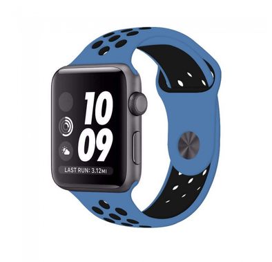 iGuard by Porodo Nike Watch Band, Fit & Comfortable Replacement Wrist Band, Adjustable Straps Compatible for Apple Watch 40mm / 38mm - Strong Blue / Black