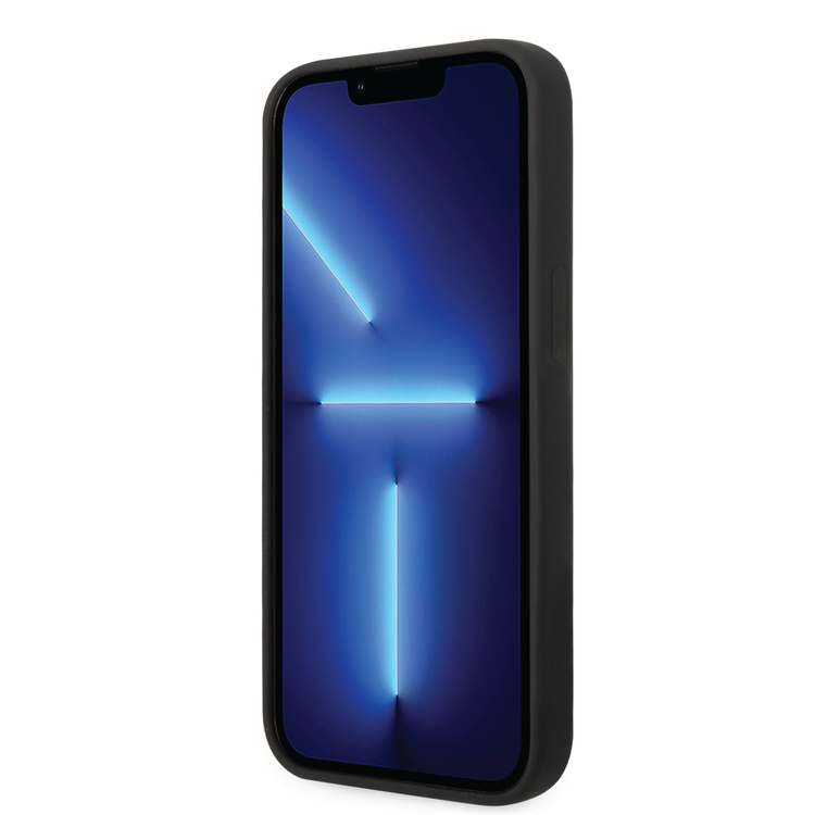 Mercedes-Benz Liquid Silicone Case with Gradient Star Horizontal Pattern iPhone 14 Compatibility - Black