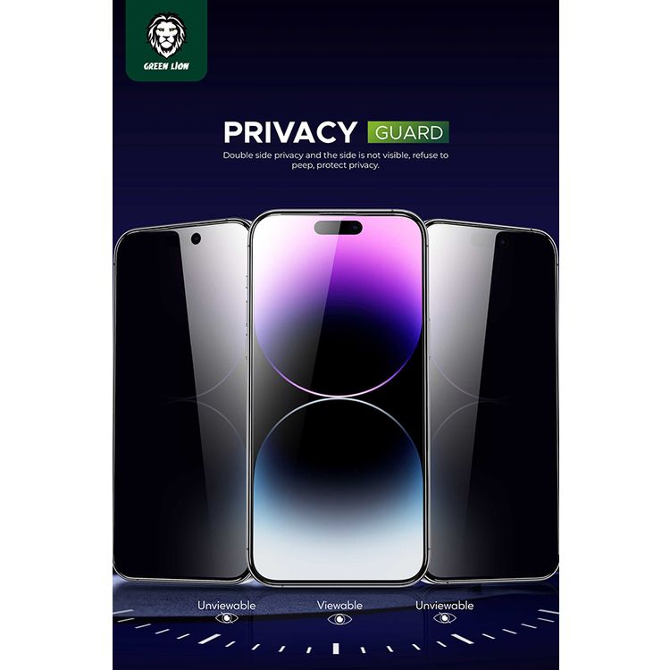 Green Lion 9H Steve Privacy Screen Protector for iPhone 15, Anti-Peeping for Side View Blocking, Anti-Fingerprint & Anti-Scratch, Grease Resistance, Bubble-Free Installation - Black
