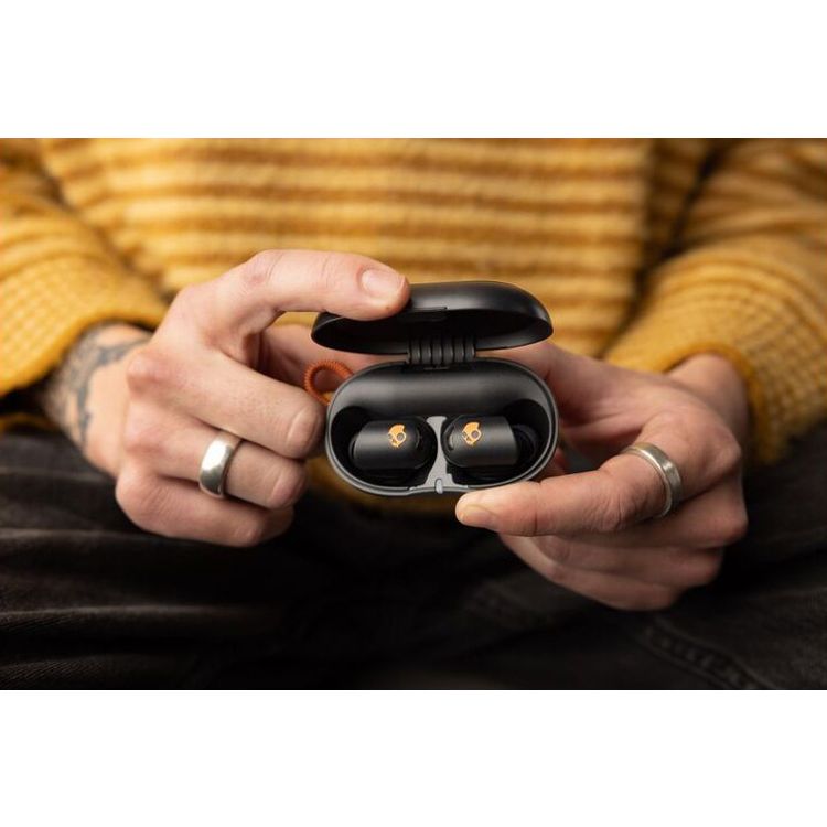 سماعات Skullcandy SESH ANC اللاسلكية الحقيقية داخل الأذن، تفعيل المساعد الصوتي، قطر السائق 12 مم، حتى 48 ساعة إجمالي عمر البطارية - أسود/برتقالي