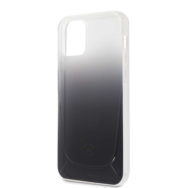 CG Mobile Mercedes-Benz Transparent Case Embossed 1 Compatible for iPhone 12 Pro Max(6.7") Shock & Scratch Resistant, Easy Access to All Ports, Drop Protection Back Cover Suitable with Wireless Chargers Officially Licensed - Black Gradient
