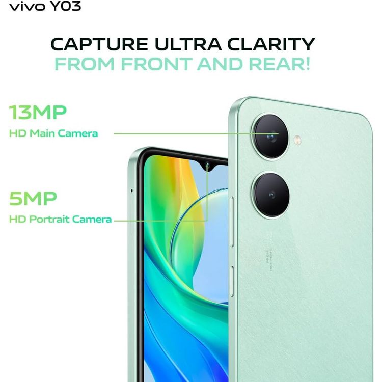 Xiaomi vivo Y03 4G TRA Version, 6.56", 4GB RAM, 128GB Storage, 13MP, Dual SIM, Android 14, GSM, HSPA, LTE - Gem Green 