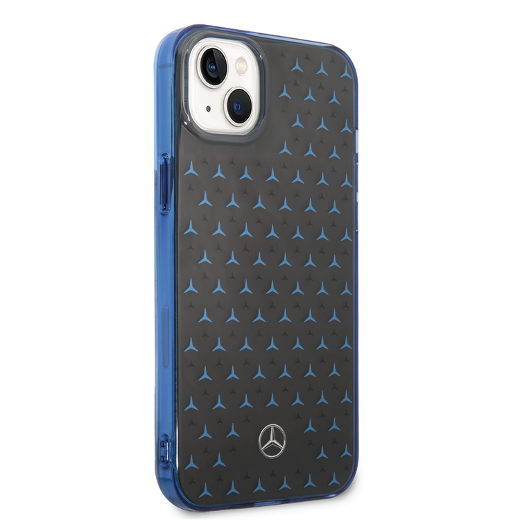 Mercedes-Benz Double Layer PC/TPU Case with Large Star Pattern iPhone 14 Plus Compatibility - Black / Blue