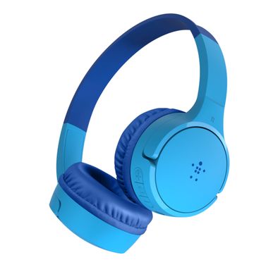 Belkin Soundform Mini Wireless On-Ear Headphones with Built-in Microphone Suitable for Kids 85dB, 30-Hours Battery Life, Soft & Adjustable Headband - Blue
