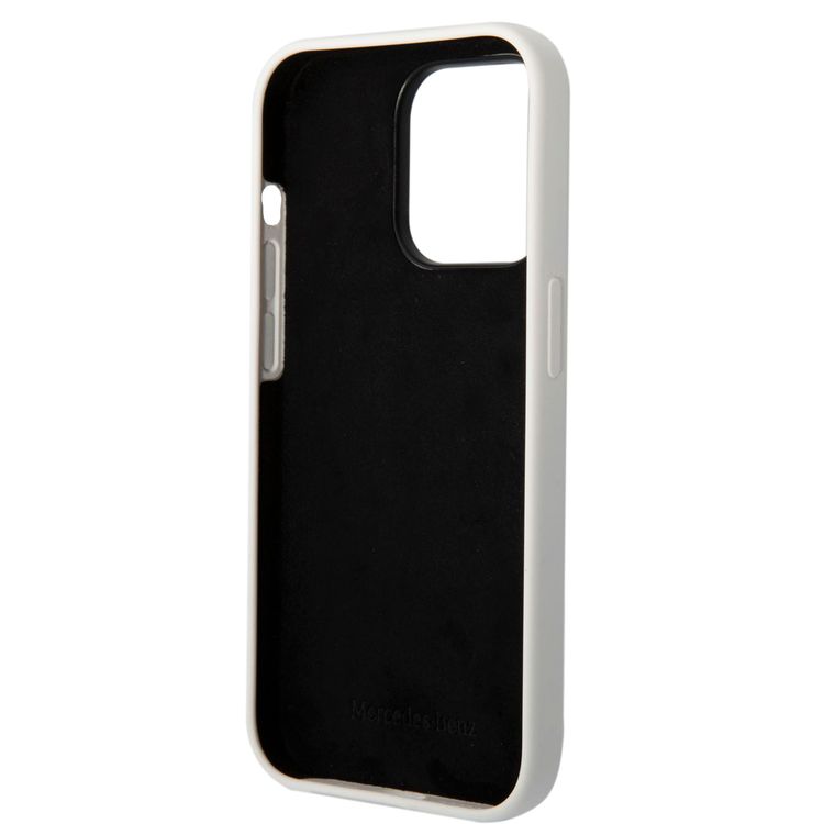 Mercedes-Benz Liquid Silicone Case with Large Star Pattern iPhone 14 Pro Compatibility - White