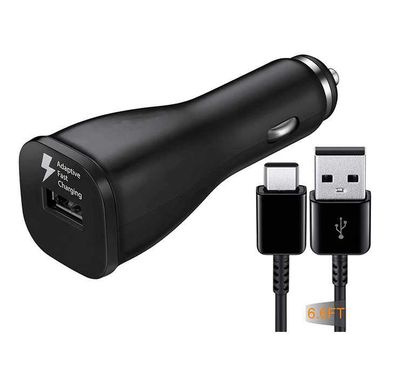 شاحن سيارة 15 وات مع كابل من تايب-سي إلىِِ يو أس بي - أسود