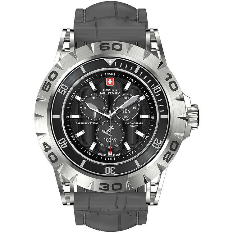 Swiss Military Dom2, up to 7 Days Battery Life, Receive & Make Calls, Heart Rate & Blood Pressure & Oxygen Level Monitoring, iOS & Android - Silver with Gray Silicon Strap