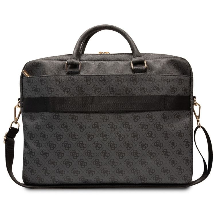 Guess حقيبة لاب توب بنمط خطوط 4G - 16 بوصة - أسود