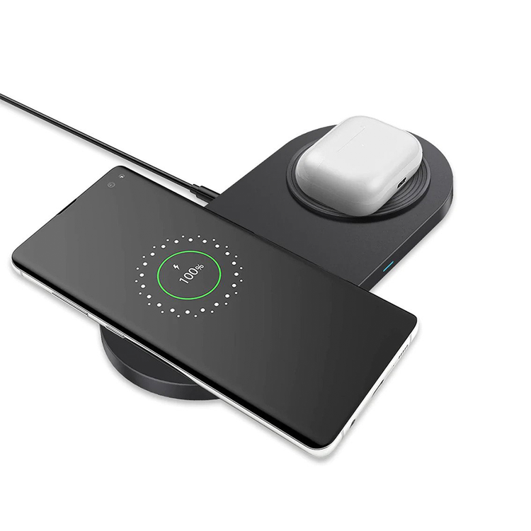 Powerology Dual Wireless Powerpad 15W Charger, Charge 2 Devices - Black