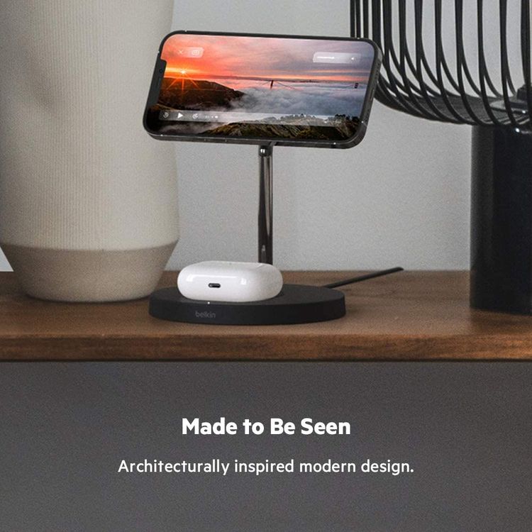 شاحن لاسلكي من بيلكن  WIZ010myBK شاحن لاسلكي 2 في 1 - أسود