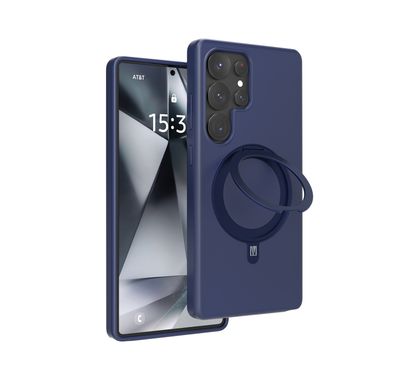 حافظة Levelo Iris Pro من السيليكون السائل متوافقة مع Magsafe لهاتف Samsung Galaxy S25 Ultra، مسند مدمج، سيليكون سائل ممتاز، زوايا مقاومة للصدمات - أزرق