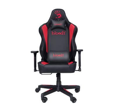 Bloody Gaming Chair, Ergonomic Backrest, High-Density Foam Cushion, 3D Adjustable Armrests, Class 4 Hydraulic Piston, Soft & Reliable Pillow - Black / Red
