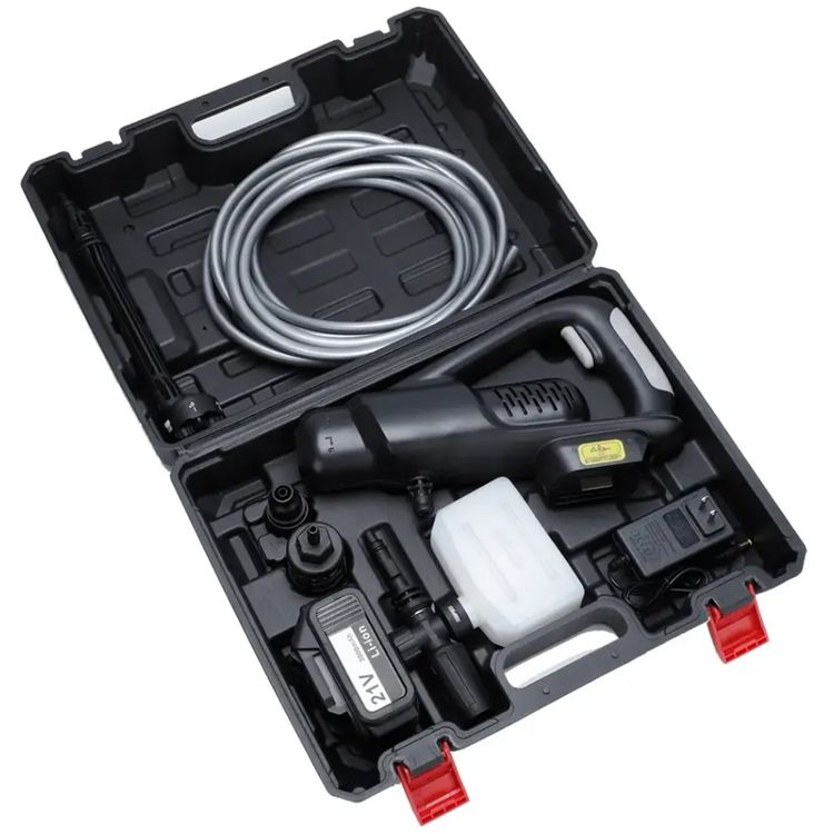 بورودو آلة غسيل سيارات 6 في 1 بدون فرشاة مع تحكم في السرعة، طرف رش متعدد الوظائف، توصيل مياه بثلاث نقاط، ضغط قابل للتكيف - أسود